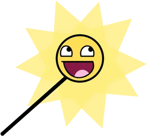 Smiling Sun Emojion Stick PNG image