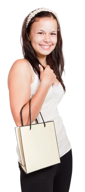 Smiling Teen Girl Shopping Bag