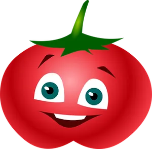 Smiling Tomato Cartoon Vector PNG