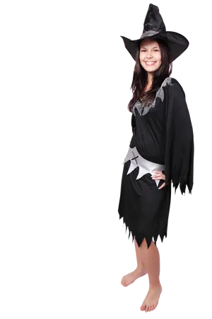 Smiling Witch Costume Portrait PNG image