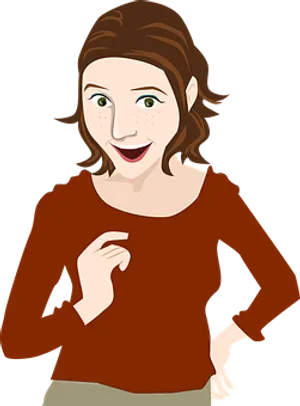 Smiling Woman Cartoon Vector PNG image