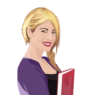 Smiling Woman Holding Book