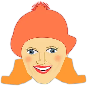 Smiling Woman Orange Hat Graphic