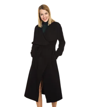 Smiling Womanin Black Coat