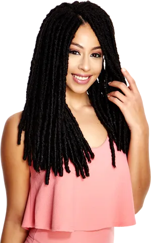 Smiling Womanwith Black Dreadlocks PNG image