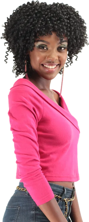 Smiling Womanwith Curly Hair PNG