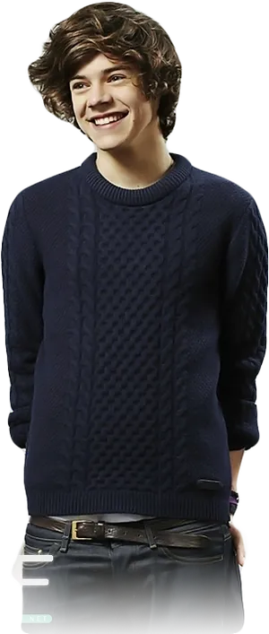 Smiling Young Manin Blue Sweater PNG image