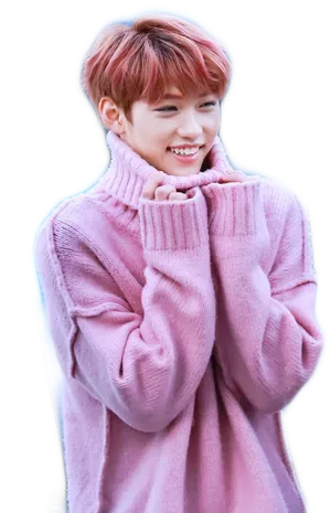 Smiling Young Manin Pink Sweater PNG image