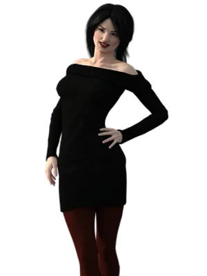 Smiling3 D Model Girlin Black Dress