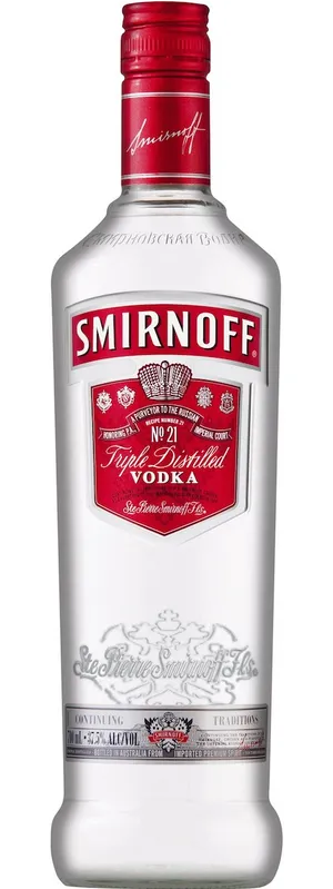 Smirnoff Triple Distilled Vodka Bottle PNG image