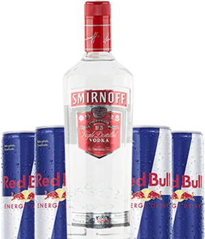 Smirnoff Vodkaand Red Bull Cans PNG image