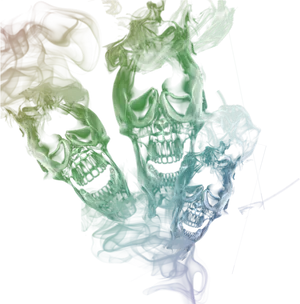 Smoke Skulls Abstract Artwork PNG image