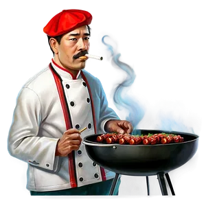 Smoking Chef With Bbq PNG Vsp36