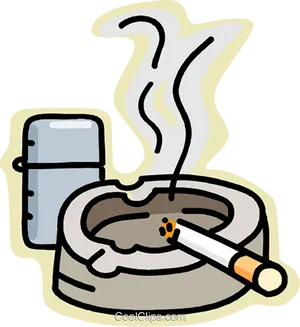 Smoking Cigarette Ashtray Illustration PNG image