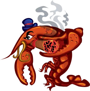 Smoking Crab Cartoon Illustration PNG image