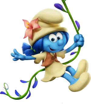 Smurfette Swingingon Flower Stem PNG image