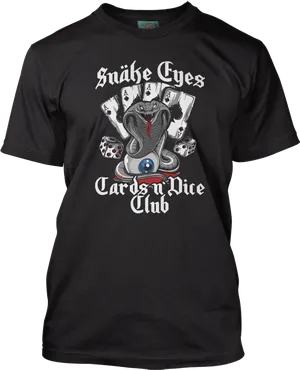 Snake Eyes Cards Dice Club T Shirt Design PNG image