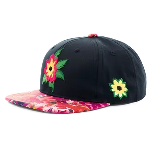 Snapback With Floral Print PNG 06262024 PNG