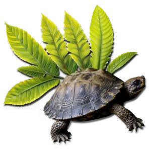 Snapping Turtle Camouflaged In Leaves PNG Vmw