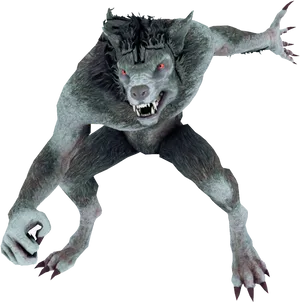 Snarling Werewolf Attack Pose PNG
