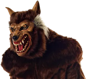 Snarling Werewolf Costume Portrait PNG