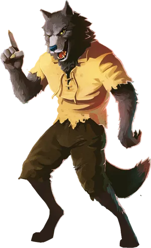 Snarling Werewolf Illustration PNG image