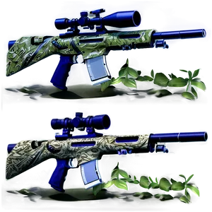 Sniper Rifle With Ghillie Wrap Png Qdn PNG image