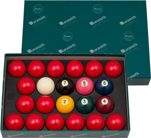 Snooker Balls Setin Box PNG image