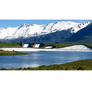 Snow-capped Mountains Behind Dam Png 06292024 PNG image