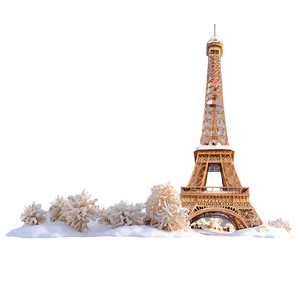Snow-covered Eiffel Tower PNG 05212024