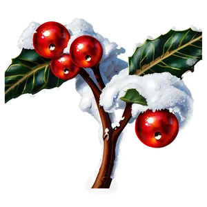 Snow Covered Holly Berries PNG Sja