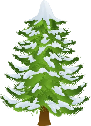 Snow Covered Pine Tree Illustration PNG