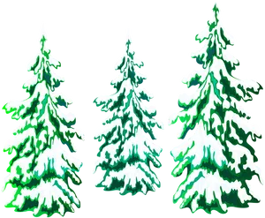 Snow Covered Pine Trees Illustration