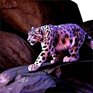 Snow Leopard Climbing Rocks PNG 11