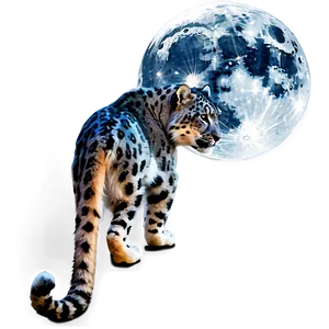 Snow Leopard In Moonlight Png Fvy24 PNG image