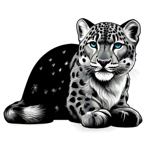 Snow Leopard Vintage Illustration PNG 22
