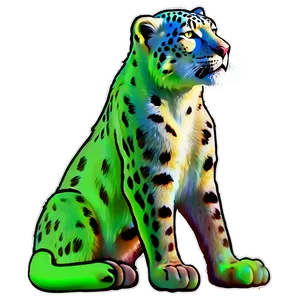 Snow Leopard With Northern Lights PNG 06122024