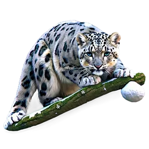 Snow Leopard With Snowflakes PNG Dkl8