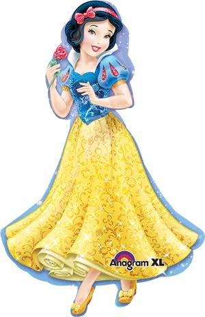 Snow White Animated Character Holding Rose PNG image