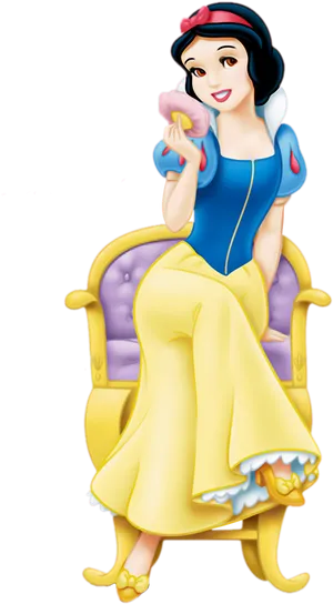 Snow White Seatedon Golden Chair PNG image