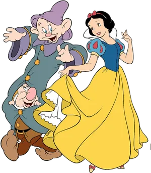 Snow White With Dwarfs Illustration PNG image