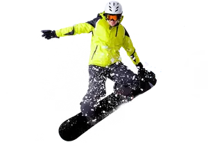 Snowboarderin Action Snow Spray