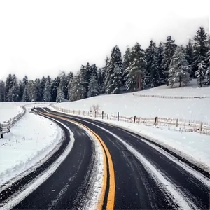 Snowfall On Deserted Road PNG 06122024