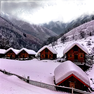 Snowfall On Mountainside Village PNG Luy PNG