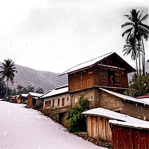 Snowfall On Mountainside Village PNG Rrq45 PNG