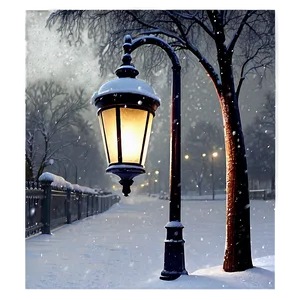 Snowfall On Street Lamp Png 06122024 PNG image