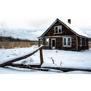 Snowfall Over Abandoned House PNG 06122024 PNG