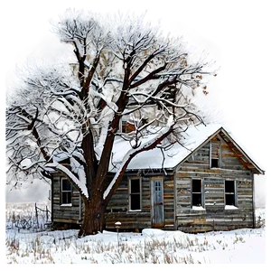 Snowfall Over Abandoned House PNG 10 PNG