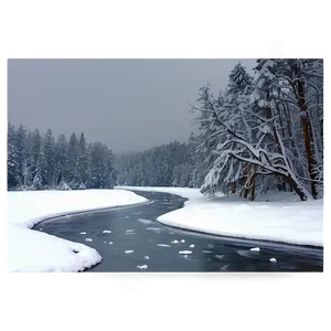 Snowfall Over Frozen River Png Wxu81 PNG image