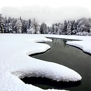 Snowfall Over Lake PNG 14